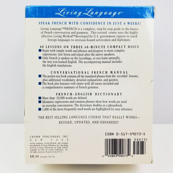 French Living Language Course 3 CD Box Set w/ Dictionary & Manual Sealed - Picture 3 of 8